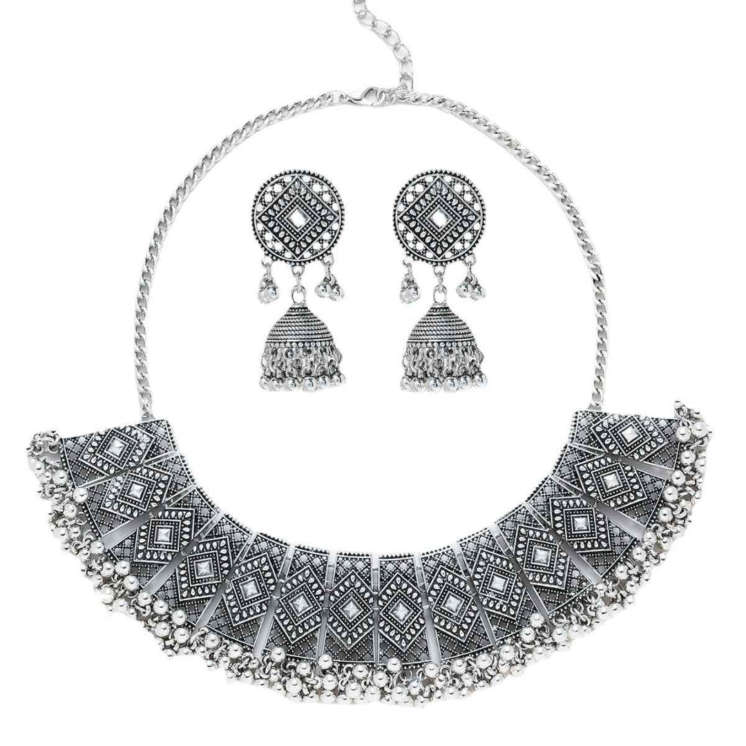 Personalized Retro Minority Ethnic Style Bohemian Water Ripple Necklace And Earrings Suite Ladies