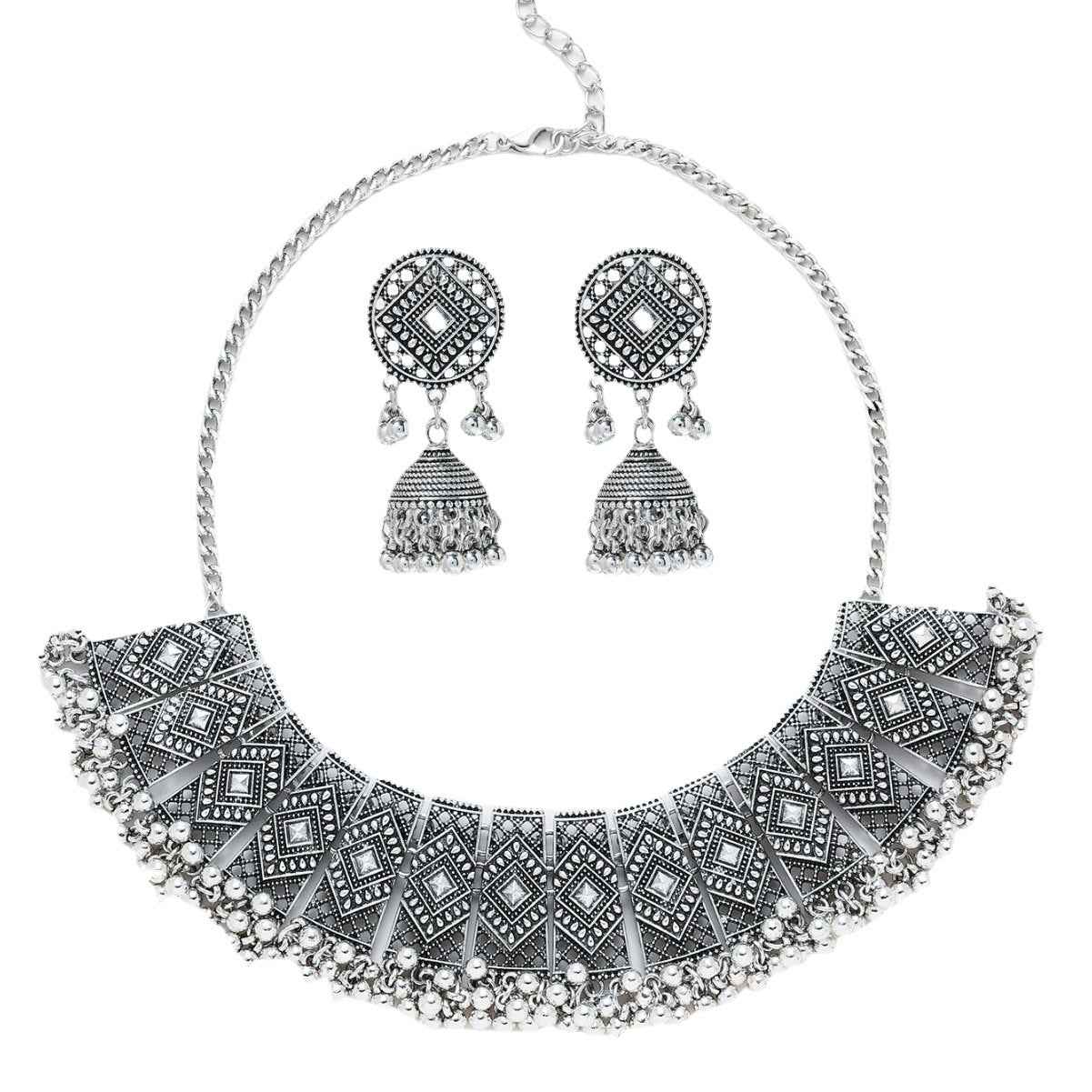 Personalized Retro Minority Ethnic Style Bohemian Water Ripple Necklace And Earrings Suite Ladies
