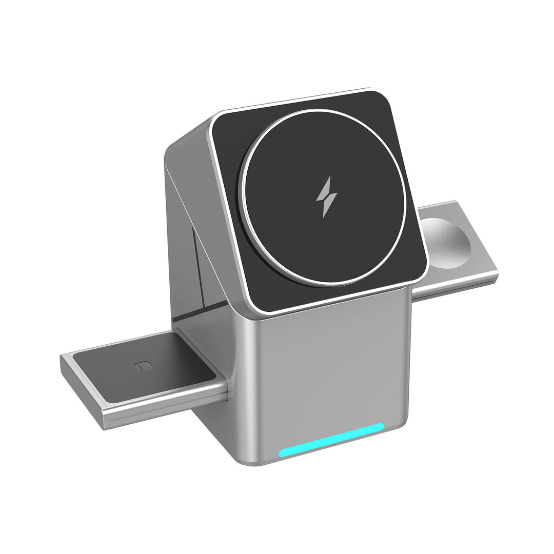 Electric rotating magnetic suction three-in-one wireless charger automatically applies to Apple mobile phone digital watch 15W