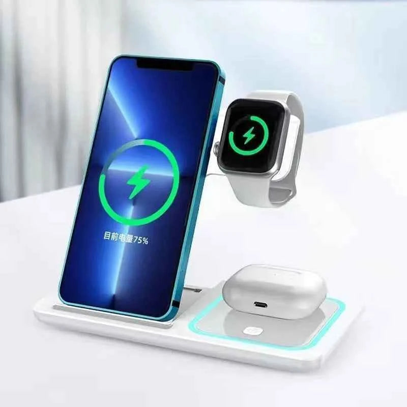 Three-in-one wireless charger magnetic holder MagSafe portable folding fast charging desktop mobile phone holder
