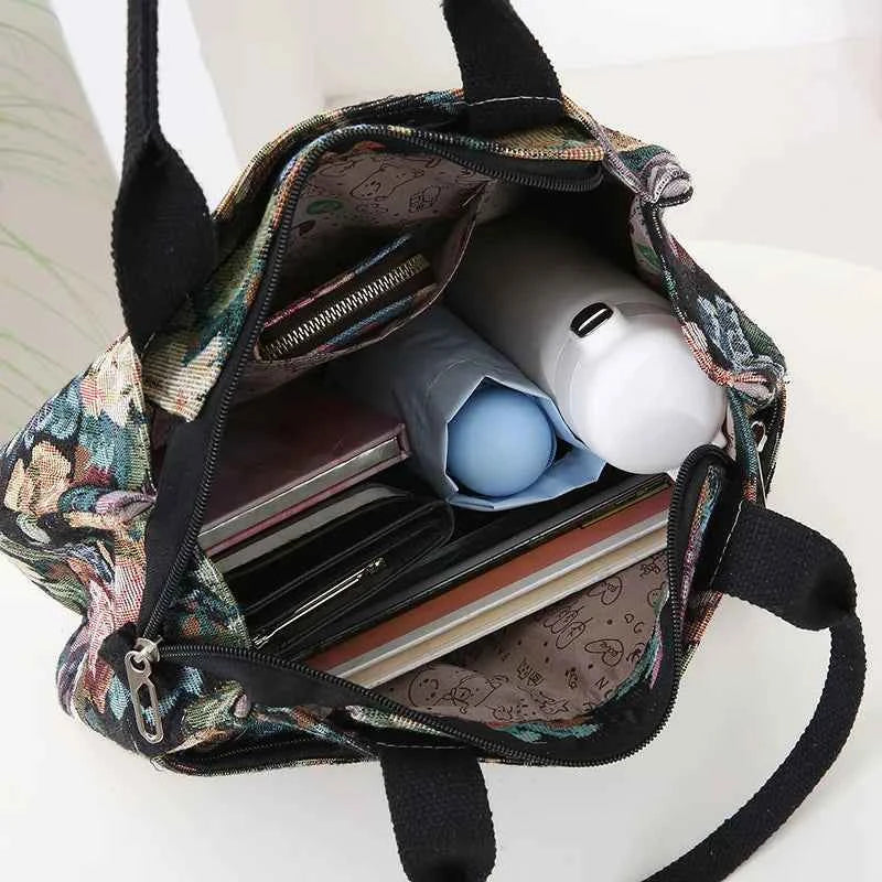 Floral print women's tote bag, heavy cloth bag, portable for work, high capacity fashion Tote bag for all occasions