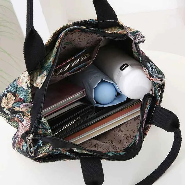 Floral print women's tote bag, heavy cloth bag, portable for work, high capacity fashion Tote bag for all occasions